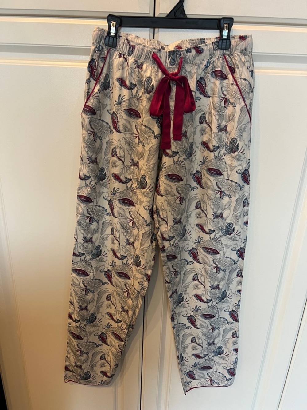 Cyberjammies Cream Floral Pajama Pants with Magenta Drawstring US Size 6